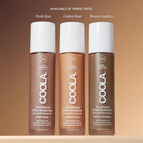 COOLA Organic Rosilliance Tinted Moisturizer - SPF 30, Dermatologist Tested, 1.5 FL Oz