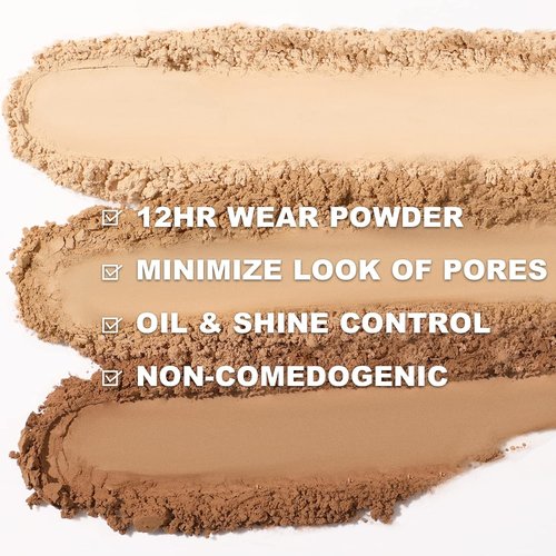 FOCALLURE Flawless Pressed Powder - Control Shine & Smooth Complexion | Long-Lasting Matte Finish, Portable Compact