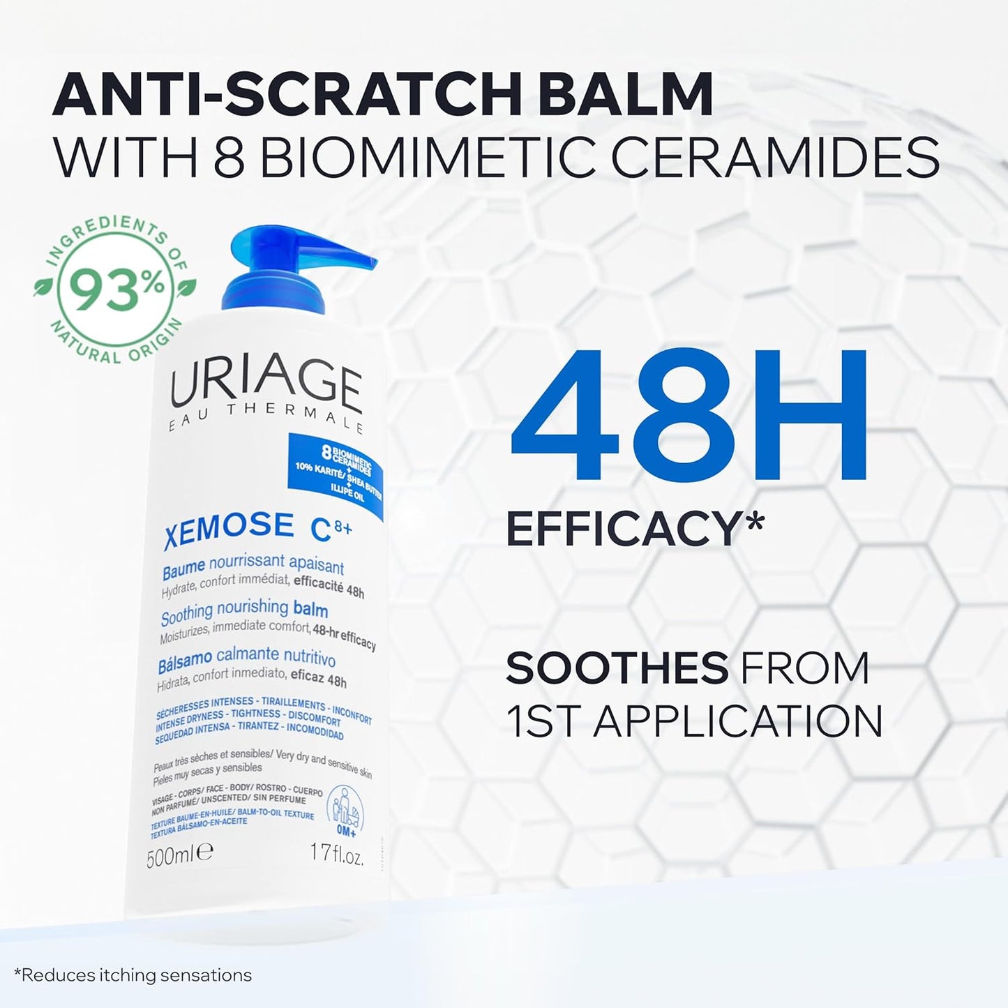 Uriage Xemose Anti-Itch Soothing Oil Balm - Intense Moisturizing Relief for Dry Skin | Face & Body, Fragrance-Free