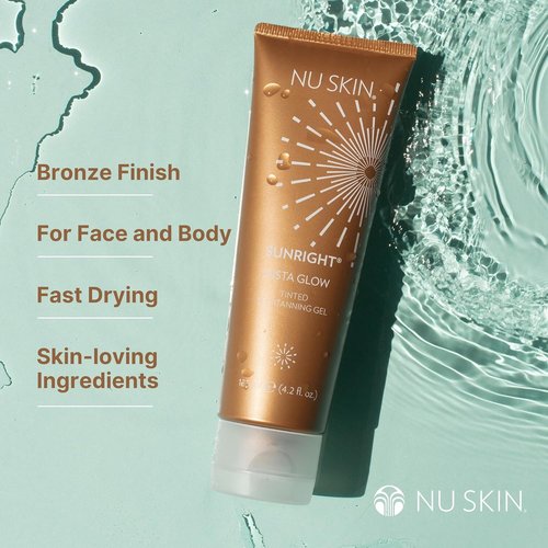 Nu Skin Sunright Insta Glow Self Tanner Gel - Natural Summer Tan for Face & Body | 4.2 oz | Enriched with Vitamin E & Avocado Oil