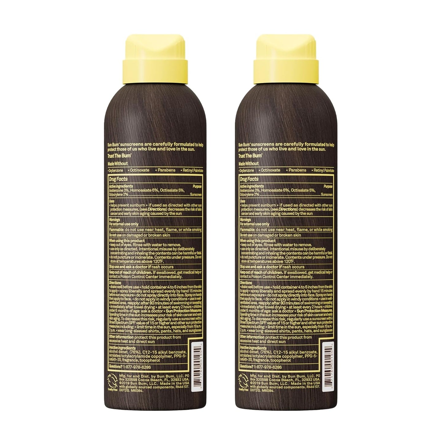 Sun Bum Original SPF 70 Sunscreen Body Spray - Moisturizing Broad Spectrum Protection with Vitamin E - 6 oz (Pack of 2)