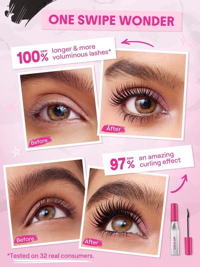 SHEGLAM Lashlighter Up & Out Mascara Volumizing and Lengthening Waterproof Long-lasting Condition Lashes Mascara-Black