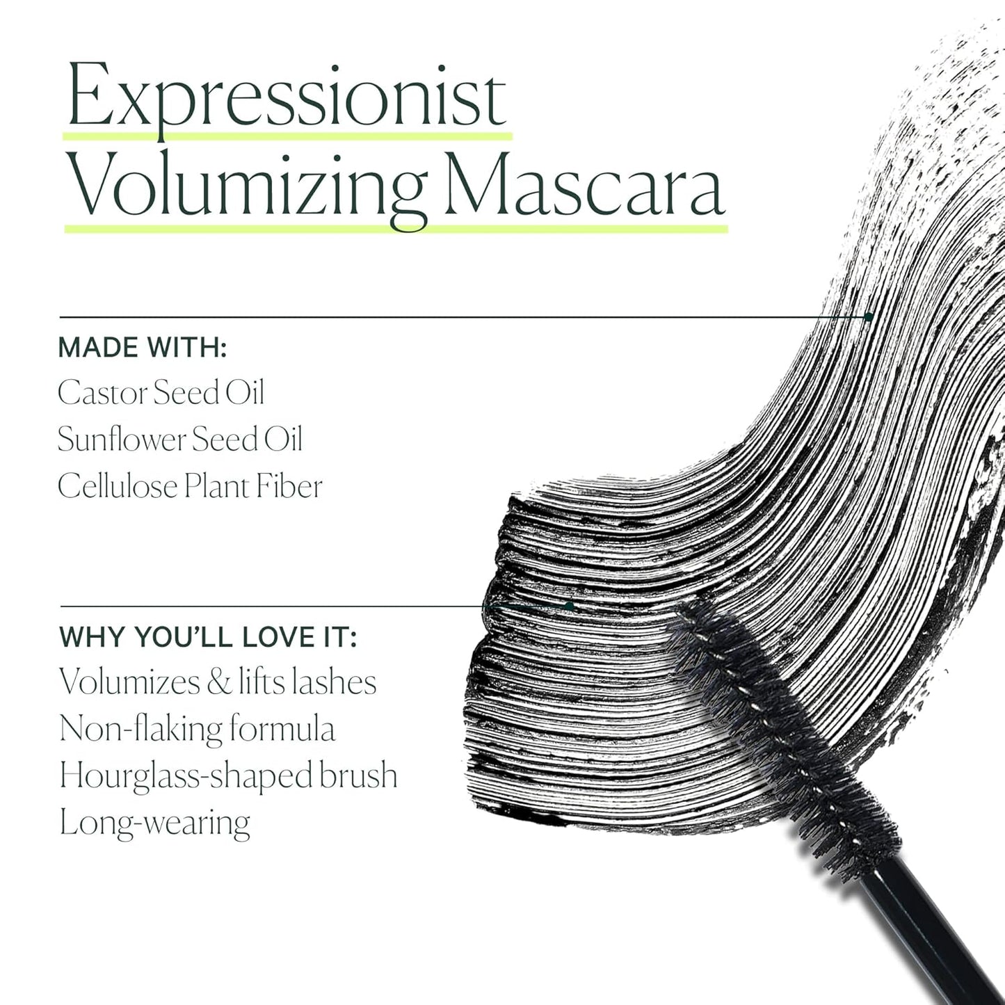 Well People Expressionist Volumizing Mascara - Long-Wear, Nourishing Formula for Fluffy Lashes | Vegan, Black, 0.27 Fl Oz