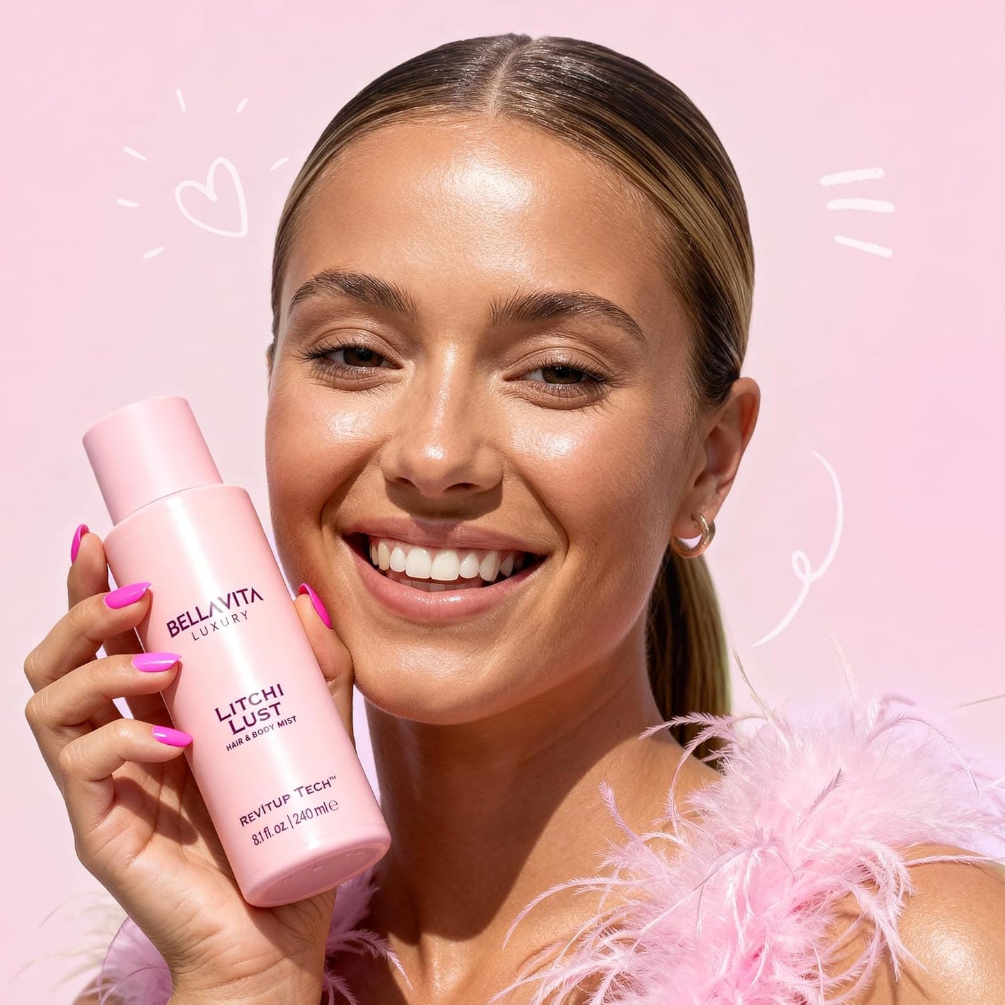 Bellavita Luxury Litchi Lust Hair & Body Mist - Sweet Fruity Spray | Alcohol-Free | 8.12 fl. oz | 240 ml