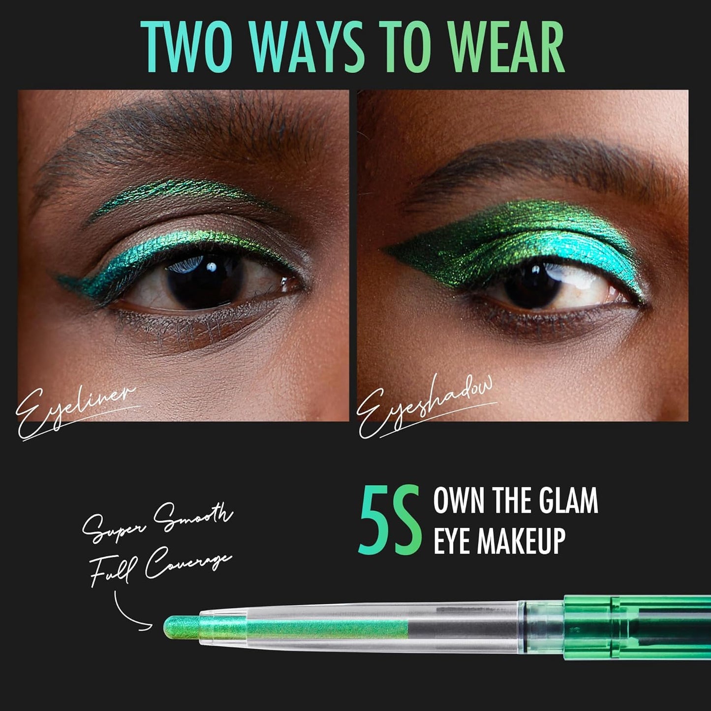 BEPHOLAN Chameleon Metallic Green Eyeliner Pencil - Waterproof, Smudge-Proof & Long-Lasting 24h