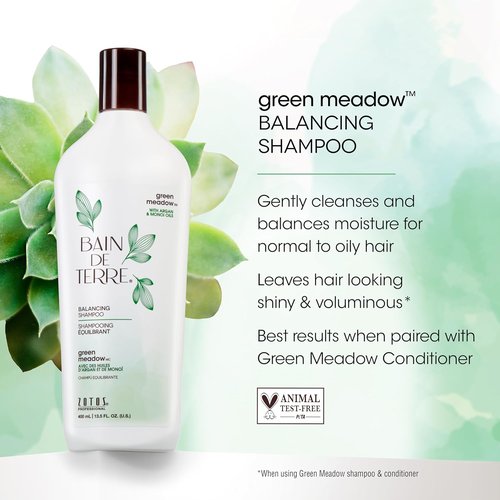 Bain de Terre Green Meadow Shampoo - Gentle Cleansing for Soft, Silky Hair | Argan & Monoi Oils, Paraben-Free
