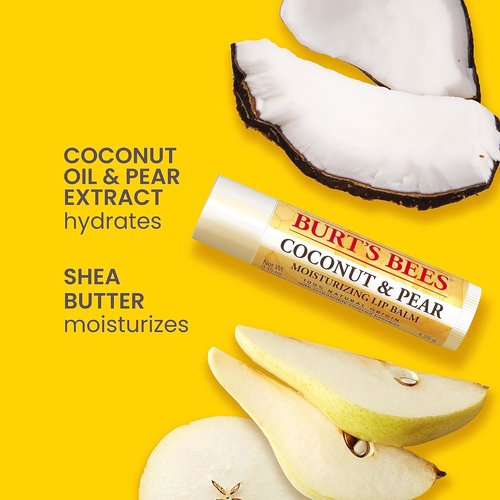 Burt's Bees Lip Balm Pack - Natural Beeswax Formula with Strawberry, Coconut & Vanilla | 4 Tubes, 0.15 oz Each