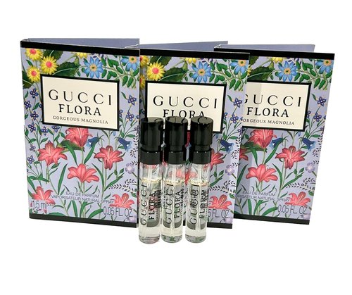Gucci Flora Gorgeous Magnolia Perfume Sample Set - EDP Spray for Women, 1.5 ml (0.05 oz) Each | 3 Pack