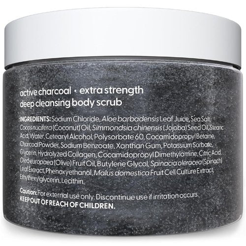 M3 Exfoliating Charcoal Scrub - Collagen & Stem Cells for Body Toning, Detox & Skin Smoothing