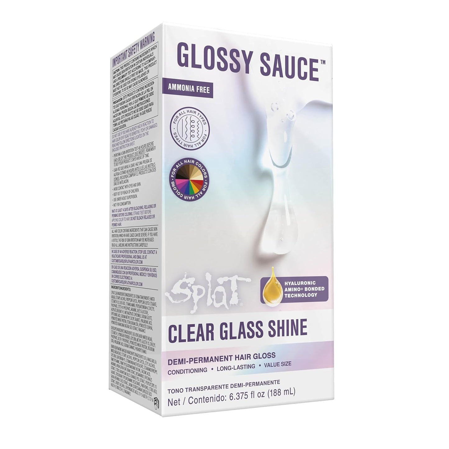 Splat Glossy Sauce | Demi-Permanent Clear Gloss Hair Color for Vibrant Shine - 4 oz
