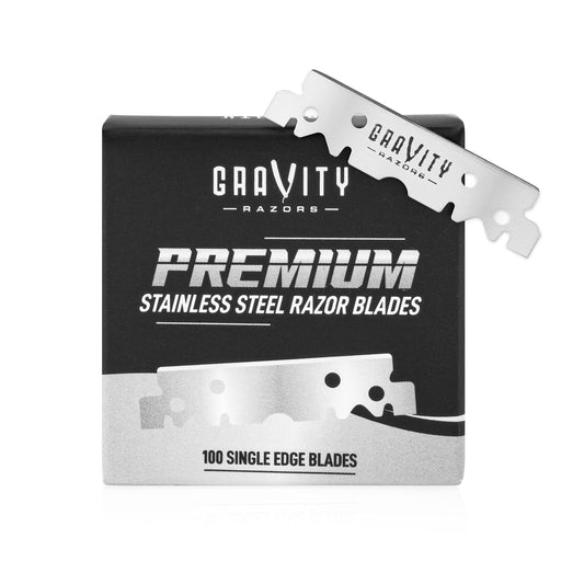 Premium Single Edge Razor Blades - Swedish Steel Razor Blades for Safety Razors and Straight Edge Razors, by GRAVITY RAZORS (100 Count)