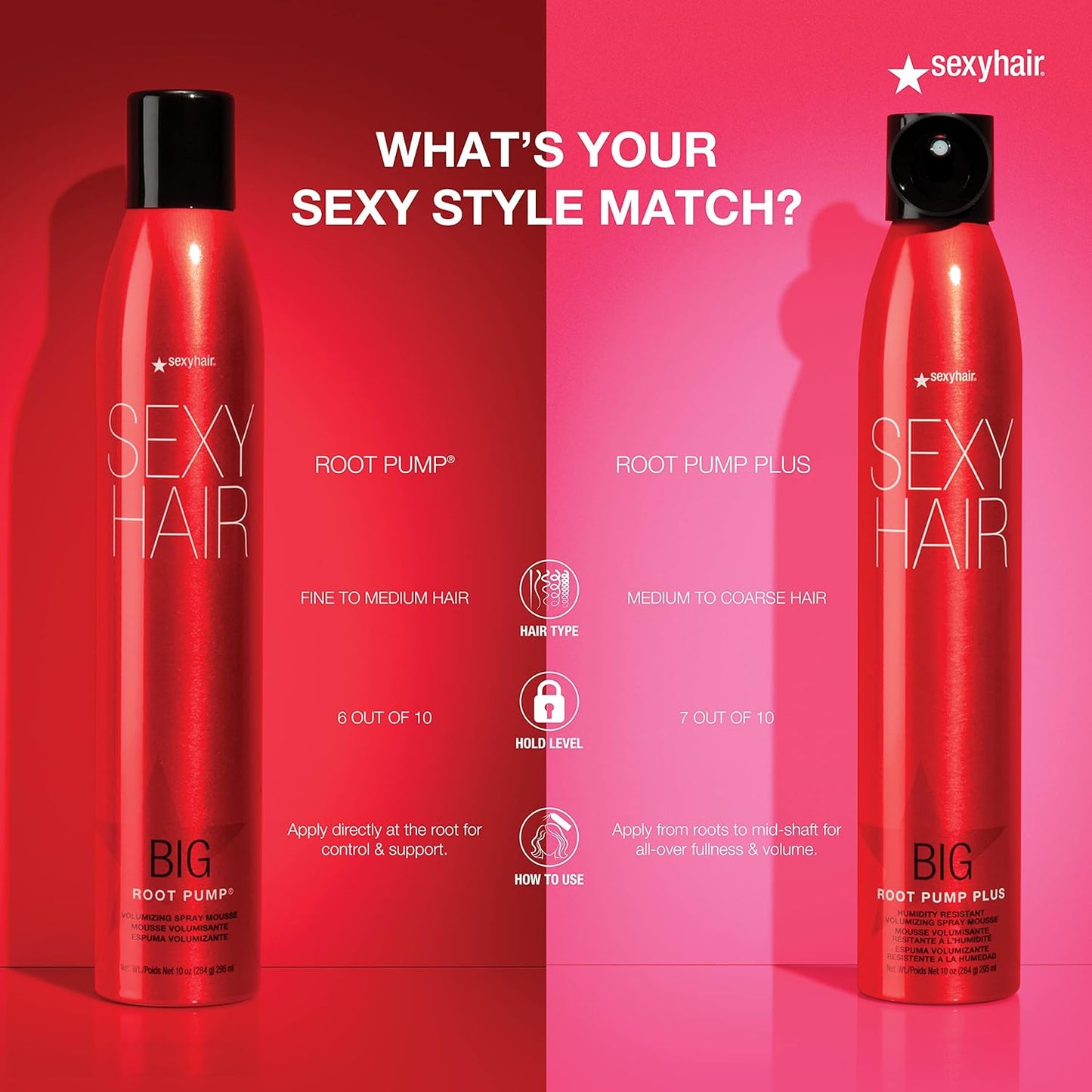 SexyHair Big Root Pump Plus Volumizing Spray Mousse - High Hold & Humidity Resistance | 72-Hour Volume