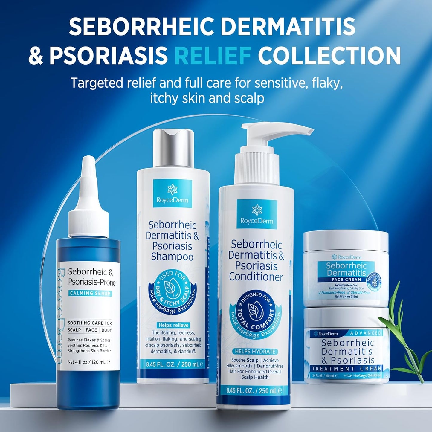 Seborrheic Dermatitis & Psoriasis Cream by [Brand Name] - Scalp Therapy Set for Itching Relief & Flaking Control