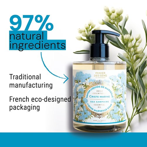 Panier des Sens - Fresh Sea Fennel Hand Soap - Moisturizing & Refillable - 97% Natural Ingredients - 16.9 Fl Oz