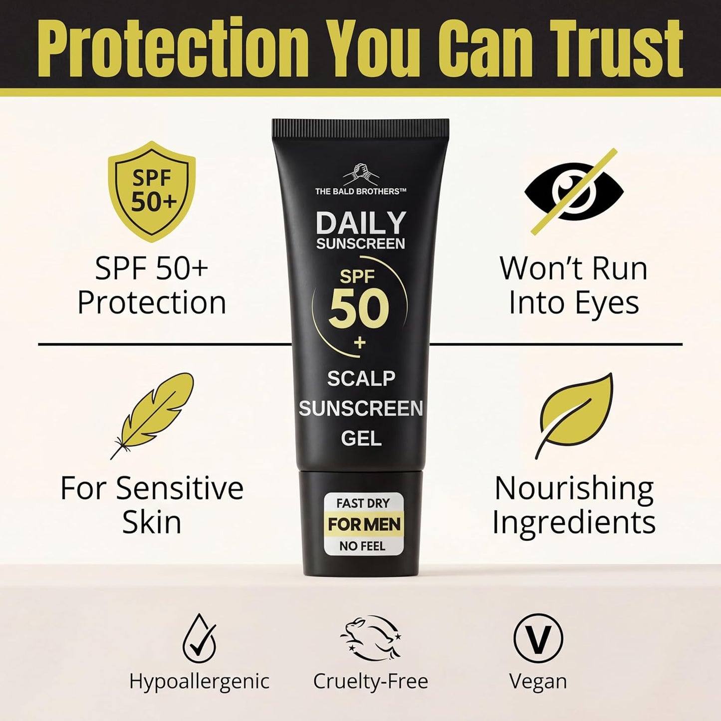 The Bald Brothers Daily Scalp Sunscreen - SPF 50+ | Fragrance-Free, Matte Finish, Vegan Care