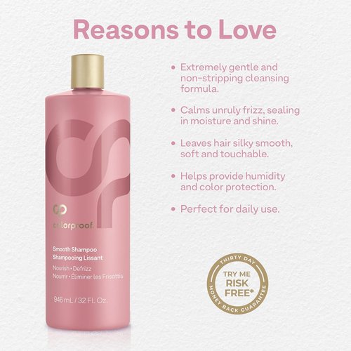 Colorproof Smooth Shampoo - 32 Fl. Oz. Anti-Frizz Formula with Hydrating Color Protection | White Tea Scent
