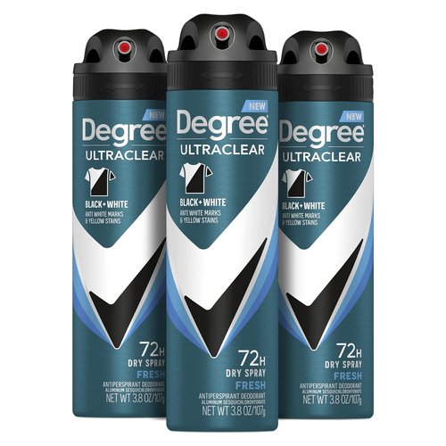 Degree Men Antiperspirant Spray - Black + White | 3 Count Instant Stain Protection, 3.8 oz