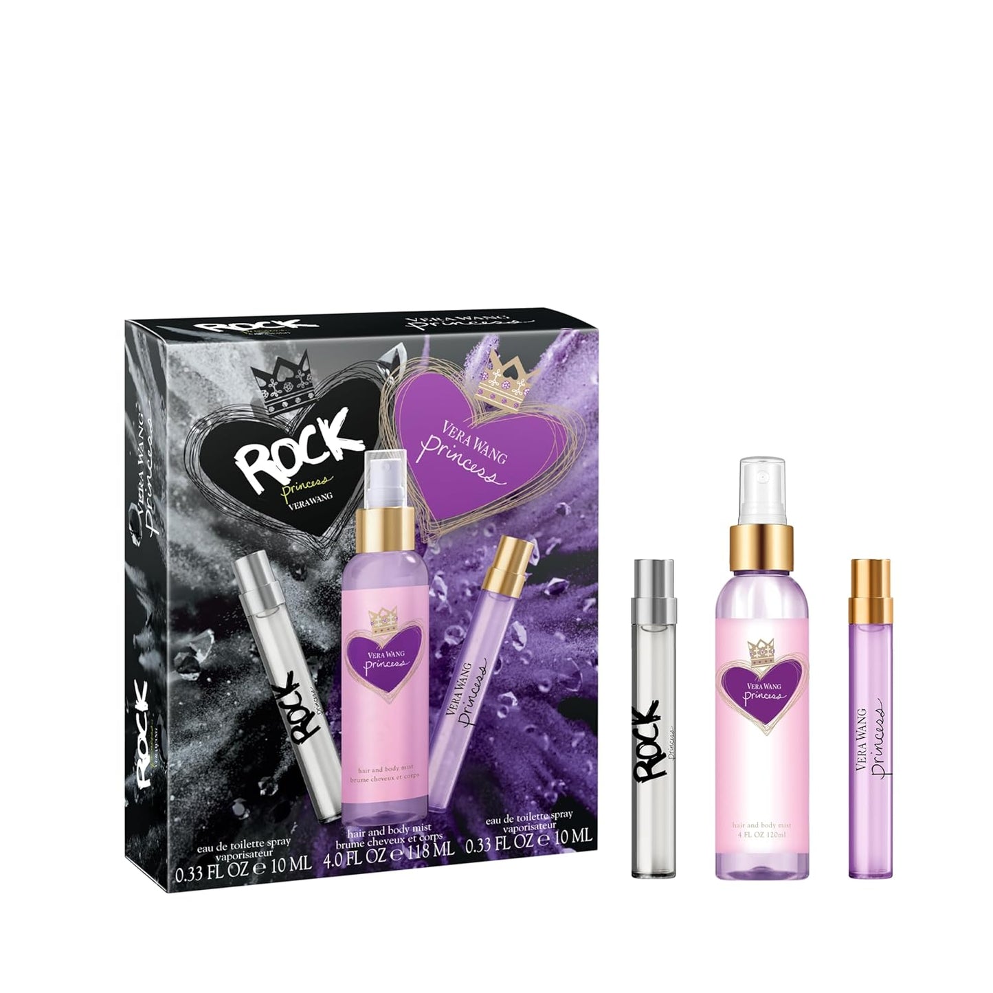 Vera Wang Princess | Rock Princess Body Mist & Eau de Toilette Spray Gift Set - Long Lasting Women's Fragrance, Notes of Peach, Jasmine & Vanilla