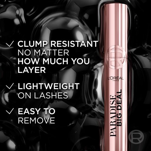 L'Oreal Paris Paradise Big Deal Mascara, Volumizing and Lengthening Formula, Buildable, Clump Resistant, Washable Black Mascara, 0.33 Fl Oz