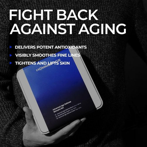 HOMMEFACE Men's Advanced Age Defense Skincare Set - Anti-Aging Serum, Eye Cream & Face Cream with Korean Technology