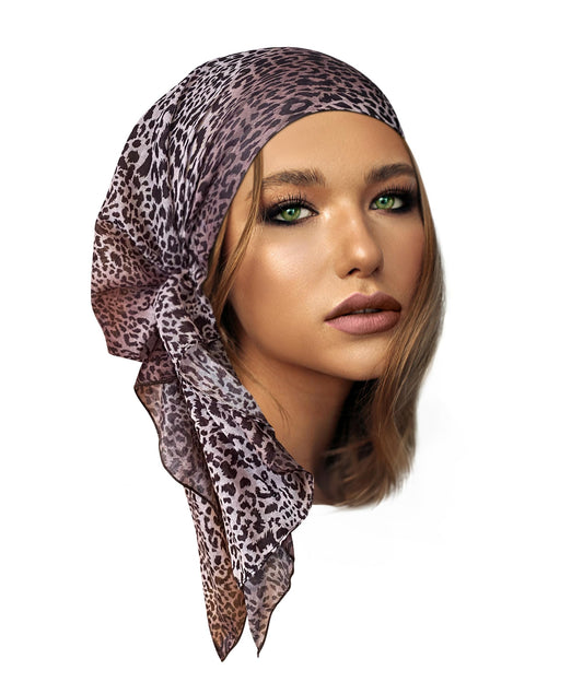 ShariRose Non Slip Headscarves for Women Cheetah Animal Print Pre-tied Bandana Soft Cotton Head Wear Headcover Chemo Tichel Friendly (Brown)