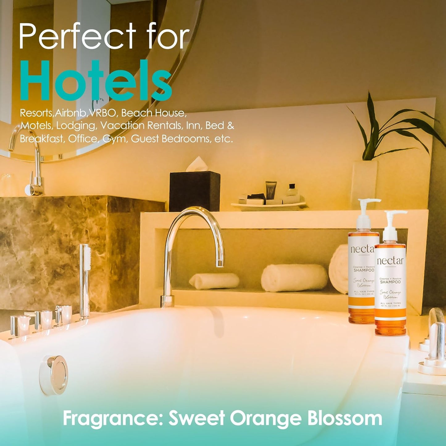 World Amenities Nectar Pump Bottle Hair Shampoo - Orange Blossom Balancing Formula with Vitamins & Minerals