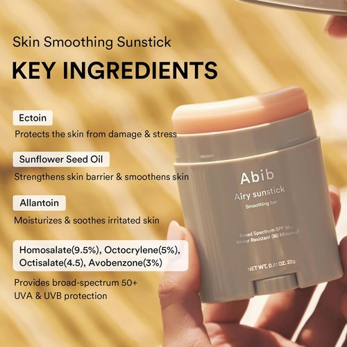 Abib Airy Sunstick SPF50+ | Broad Spectrum Semi-Matte Sunscreen Stick for Oily Skin - 0.81 oz