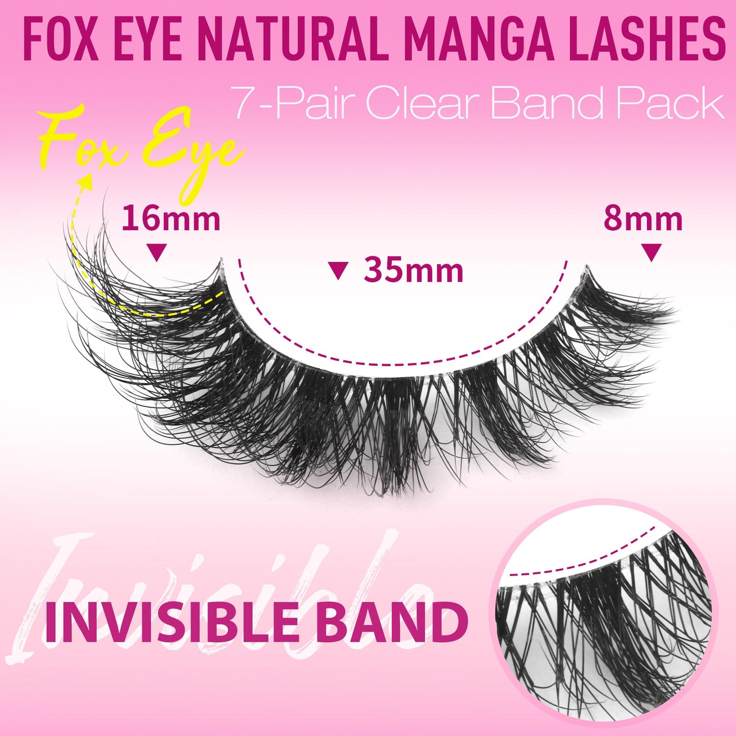 EYDEVRO False Eyelashes Wispy Lashes D Curl Cat Eye Lashes Clear Band Manga Lashes Natural Look Fox Eye Fake Lashes Fluffy Faux Mink Strip Lashes 7 Pairs Pack