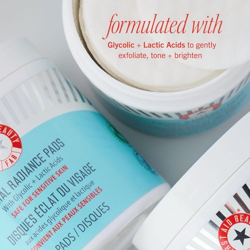 First Aid Beauty - Daily Exfoliating Facial Radiance Pads with AHA | Visibly Smaller Pores, 28 Pads