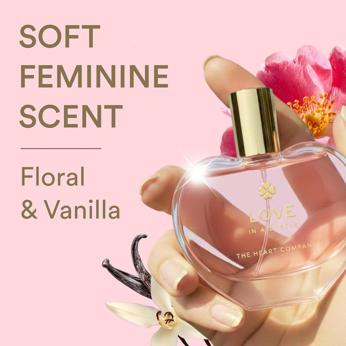 The Heart Company Love In A Bottle - Floral & Sweet Vegan Perfume for Women | Romantic Eau de Parfum - 75ml