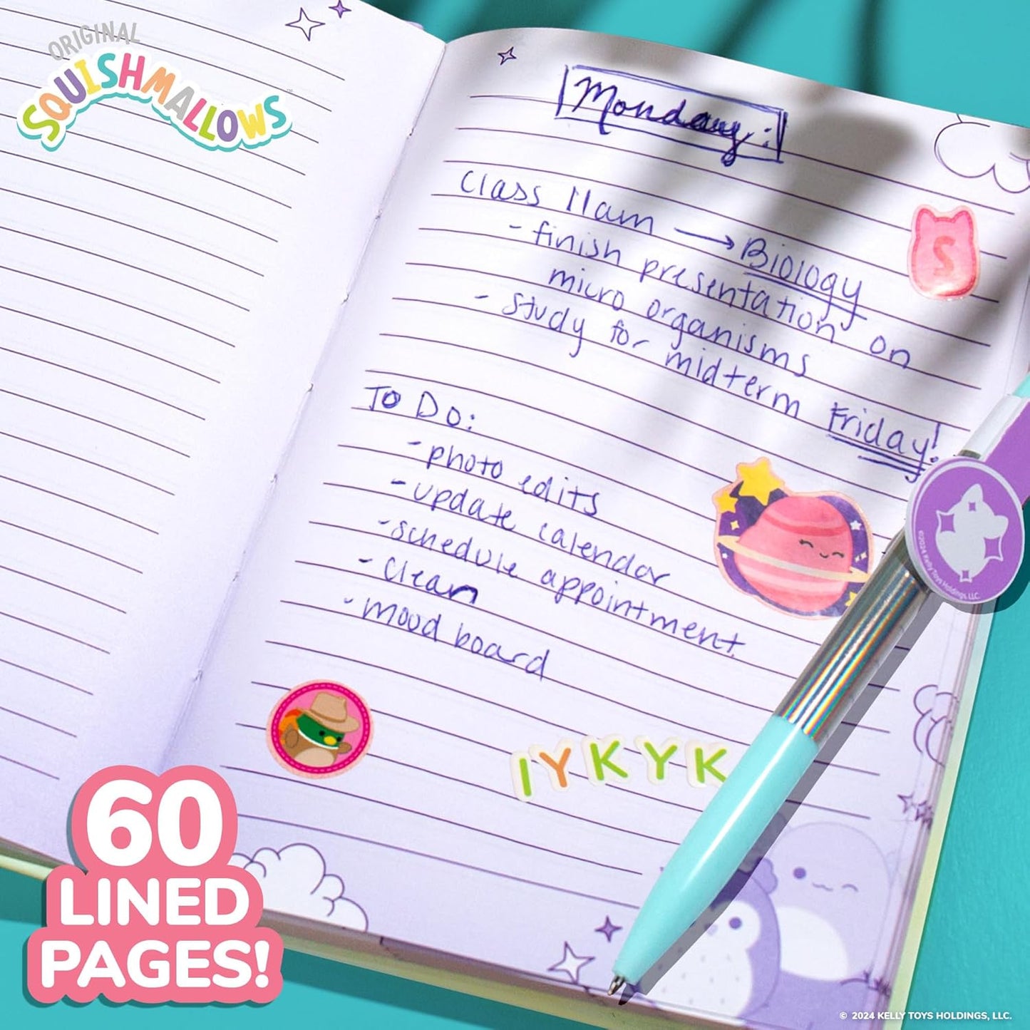 Squishmallows Original Diary Set - Fun Journaling Kit with Stickers, Pen & Sketchbook for Kids | 5 x 7 Inches