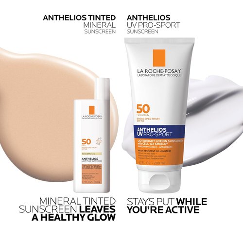 La Roche-Posay Anthelios Tinted Sunscreen SPF 40+ & UV Pro-Sport Sunscreen SPF 50 - Daily Body & Face Protection