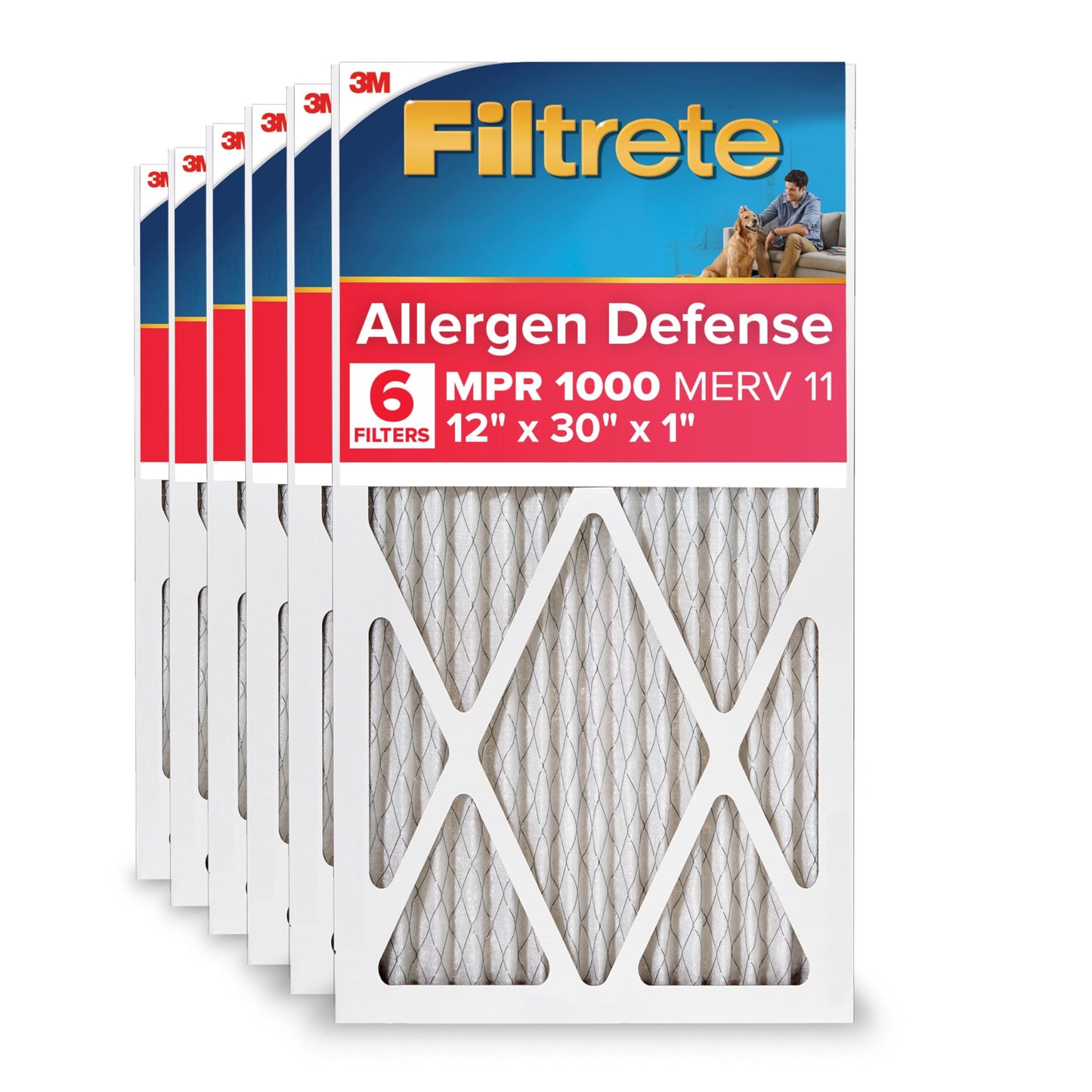 Filtrete 10x20x1 AC Furnace Air Filter, MERV 11, MPR 1000, Micro Allergen Defense, 3-Month Pleated 1-Inch Electrostatic Air Cleaning Filter, 6 Pack (Actual Size 9.81x19.81x0.81 in)