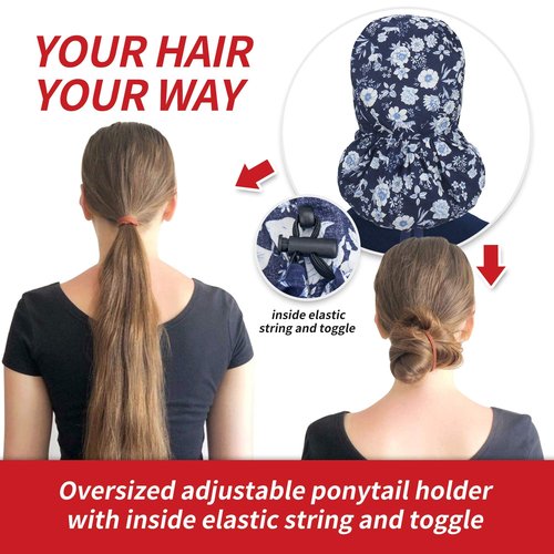 ABAMERICA Ponytail Scrub Caps for Women Surgical Caps Nurse Hat with Functional Ponytail Holder for Long Hair, Single or Satin-Lined