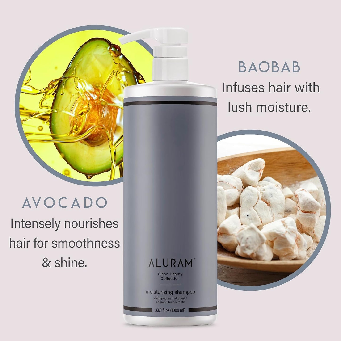 ALURAM Coconut Water Shampoo - Moisturizing Clean Hydration & Shine for Medium to Coarse Hair | 33.8 Fl Oz