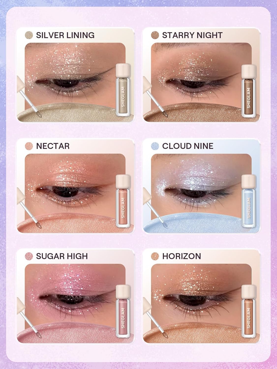 SheGlam Airglow Liquid Eyeshadow - 16-Hour Long-Lasting Shimmer in Cloud Nine