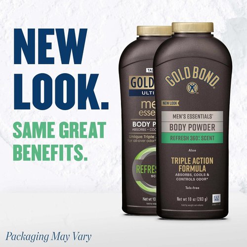 Gold Bond Men's Essentials Body Powder - Talc-Free, Refresh 360 Scent, 10 oz | Wetness Protection