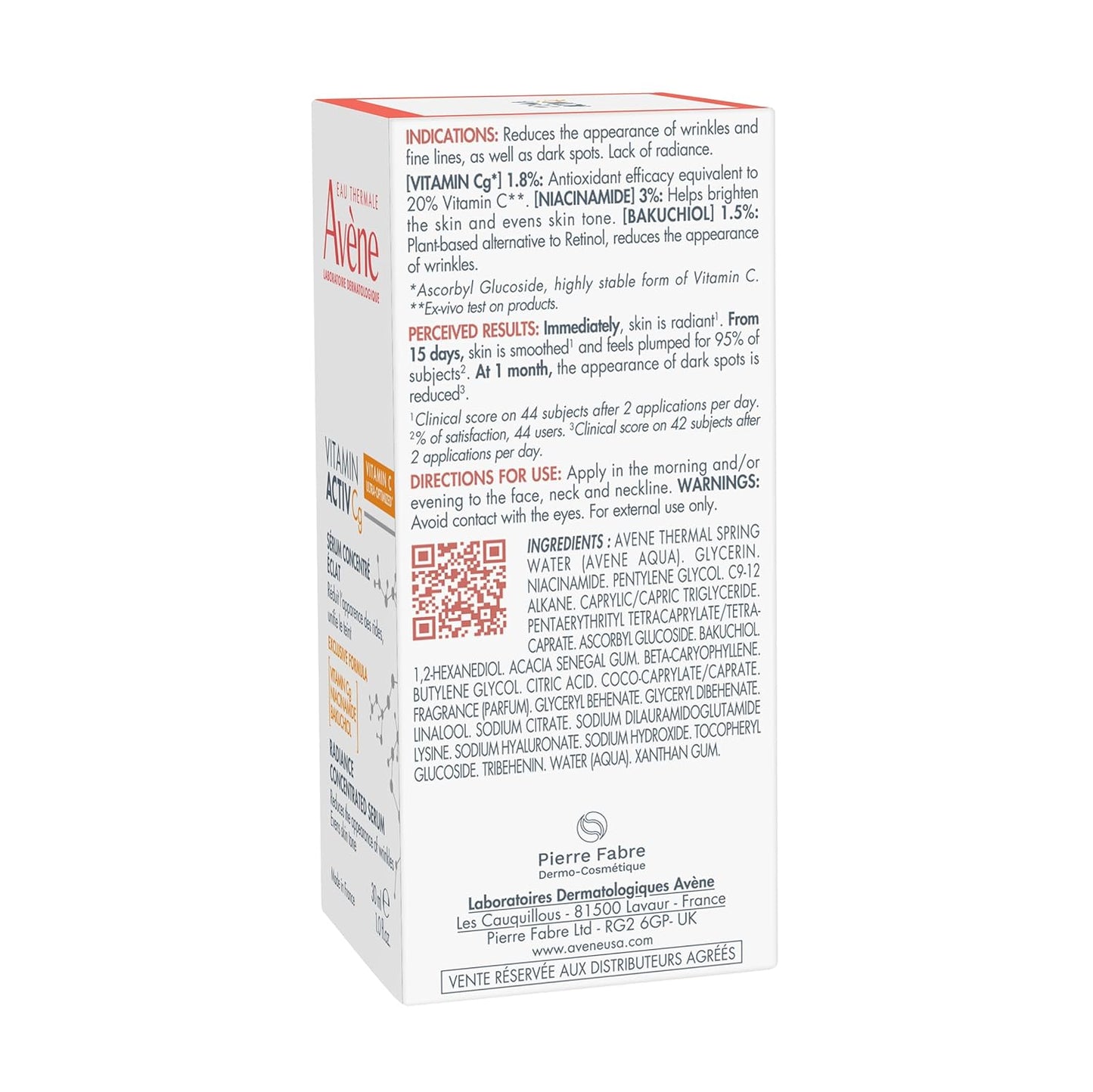Avène Vitamin Cg Radiance Serum - Boost Glow & Reduce Wrinkles | 1 FL Oz with Niacinamide & Bakuchiol