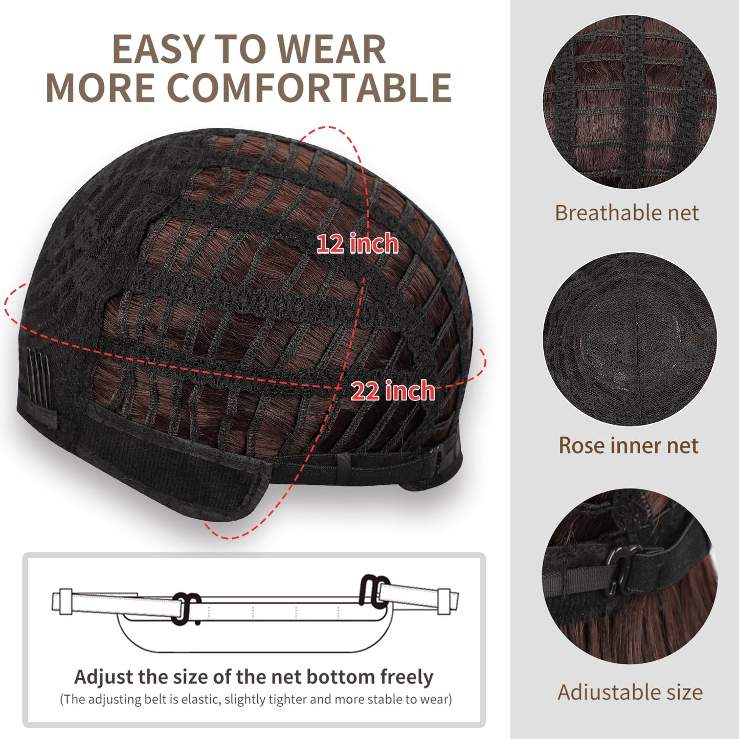 Nnzes Ombre Auburn Wig with Bangs for Women Shoulder Length Brown Bob Wavy Charming Synthetic Wigs with Natural Curly Heat Resistant Hair for Daily Party Use