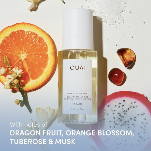 OUAI St. Barts Travel Bundle - Scalp & Body Scrub, Shower Gel, Hydrating Cream & Mist (4 Count)