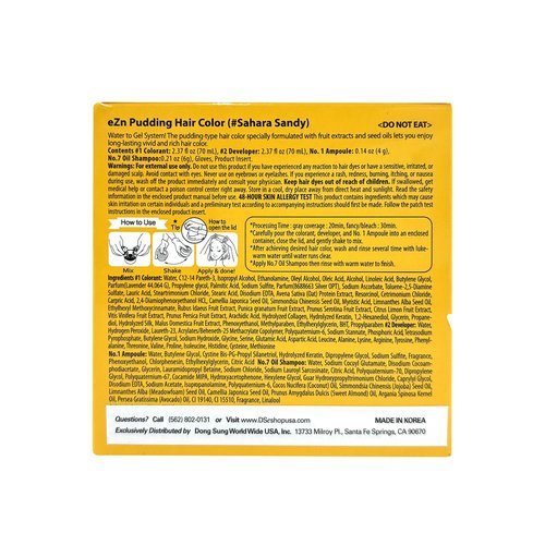 eZn Pudding Hair Dye - Ammonia-Free, No-Drip Formula for Sensitive Scalps | Sahara Sandy, Long-Lasting Gray Coverage
