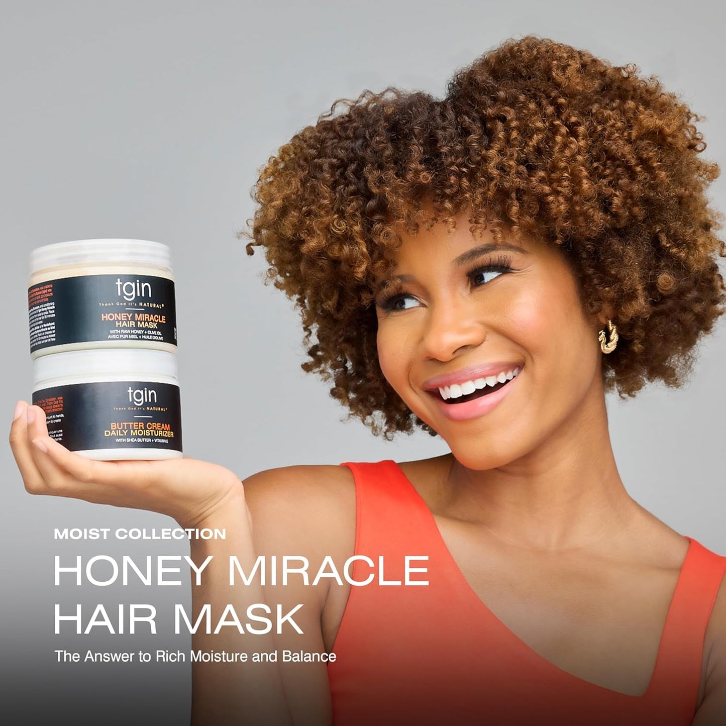 TGIN Honey Miracle Hair Mask - Deep Conditioner for Natural, Dry, Curly 3C & 4C Hair - 12 Oz