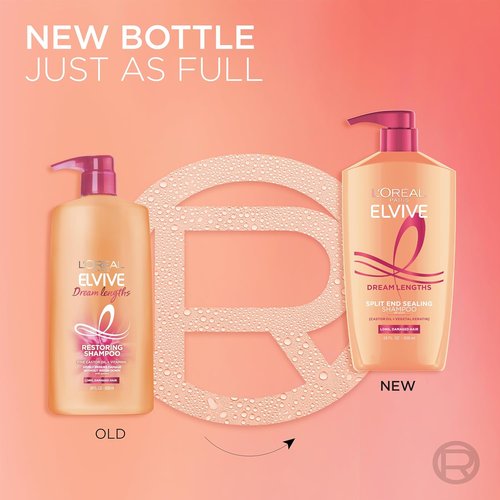 L'Oreal Paris Elvive Dream Lengths Shampoo - Restores Long, Damaged Hair with Fine Castor Oil & Vitamins | 28 Fl Oz