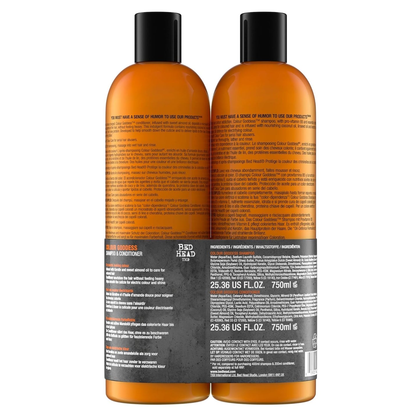 TIGI Bed Head Colour Goddess Shampoo & Conditioner Set - Color Protectant Hair Care Duo, 25.35 fl oz (Pack of 4)