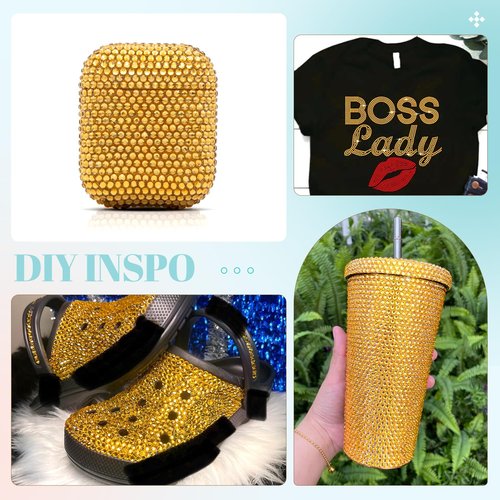 12100Pcs Resin Rhinestones for Crafting with 3Pcs 10ml B7000 Jewelry Glue, 2 Boxes Flatback Crystals Diamond (Golden Yellow) for Bedazzling Crafts DIY Nail Art, Gems for Clothing Shoes
