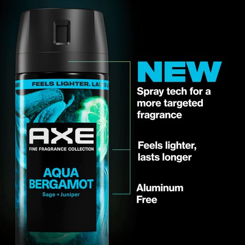 AXE Fine Fragrance Collection Body Spray Aqua Bergamot 72 Hour Freshness Aluminum Free 2.9 oz