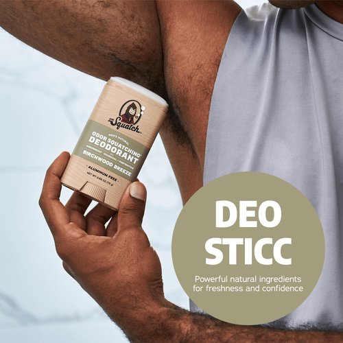 Dr. Squatch Natural Men’s Deodorant – Aluminum Free Natural Deodorant Men with Charcoal & Postbiotics for 72-Hour Odor Protection – Birchwood Breeze, 2.65oz Stick (3-Pack)
