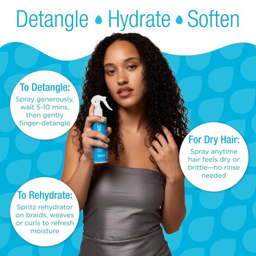 Curly Hair Detangler Spray – Leave-In Conditioner Spray for Kids to Adults – Natural, Vegan – Softens Dry, Brittle, Damaged Curly and Coily Hair – Paraben, Silicone, Soy & Nut Free – 8 fl oz