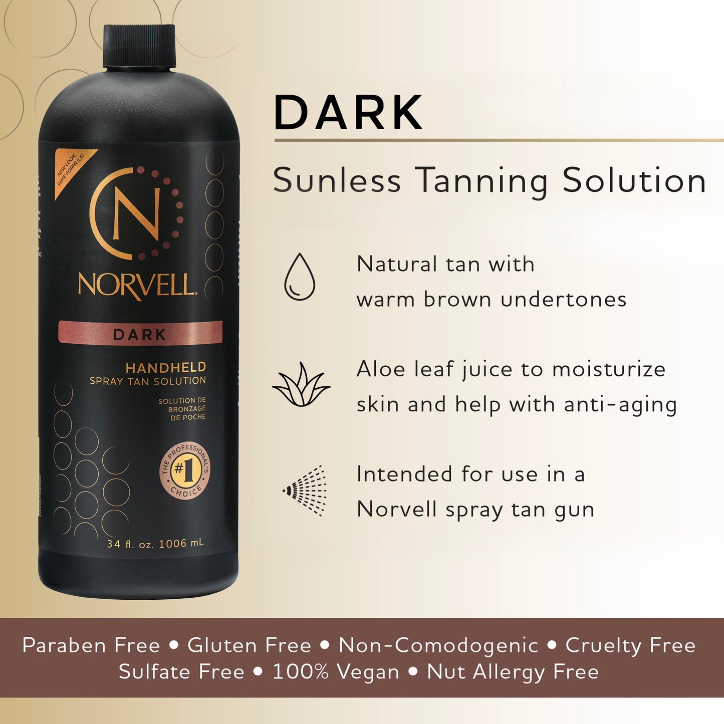 Norvell Premium Sunless Tanning Solution - Dark, 34 Fl Oz