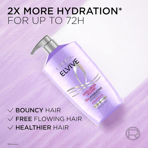 L'Oreal Paris Elvive Hyaluron Plump Shampoo - Hydrating Formula for Dry Hair, 26.5 Fl Oz